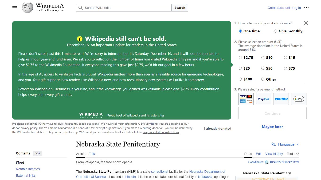 Nebraska State Penitentiary - Wikipedia